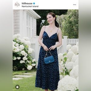 Hill House Home Dotti nap cotton slip midi dress navy floral Charm Scallop